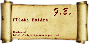 Füleki Balázs névjegykártya