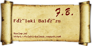Füleki Balázs névjegykártya
